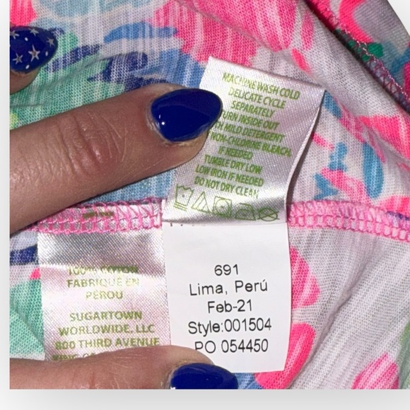Lilly Pulitzer Etta V-Neck Cotton Top “Raise The Bar” Pink Pineapple XL - Picture 10 of 12